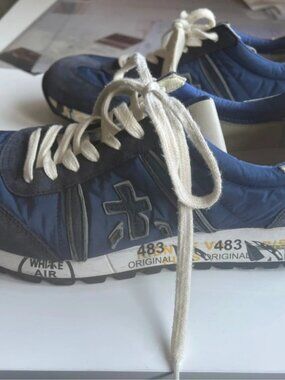 Retro-style blue sneakers